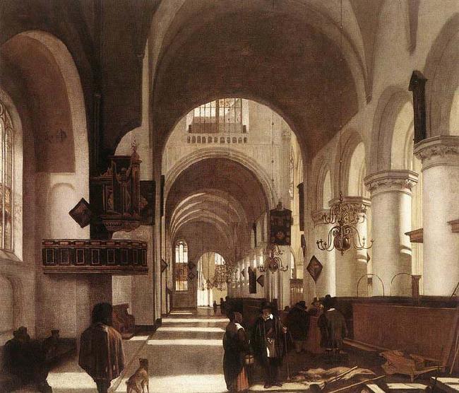 WITTE, Emanuel de Interior of a Protastant Gothic Church oil painting image